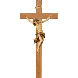 Cristo Barroco en cruz de roble simple ancha